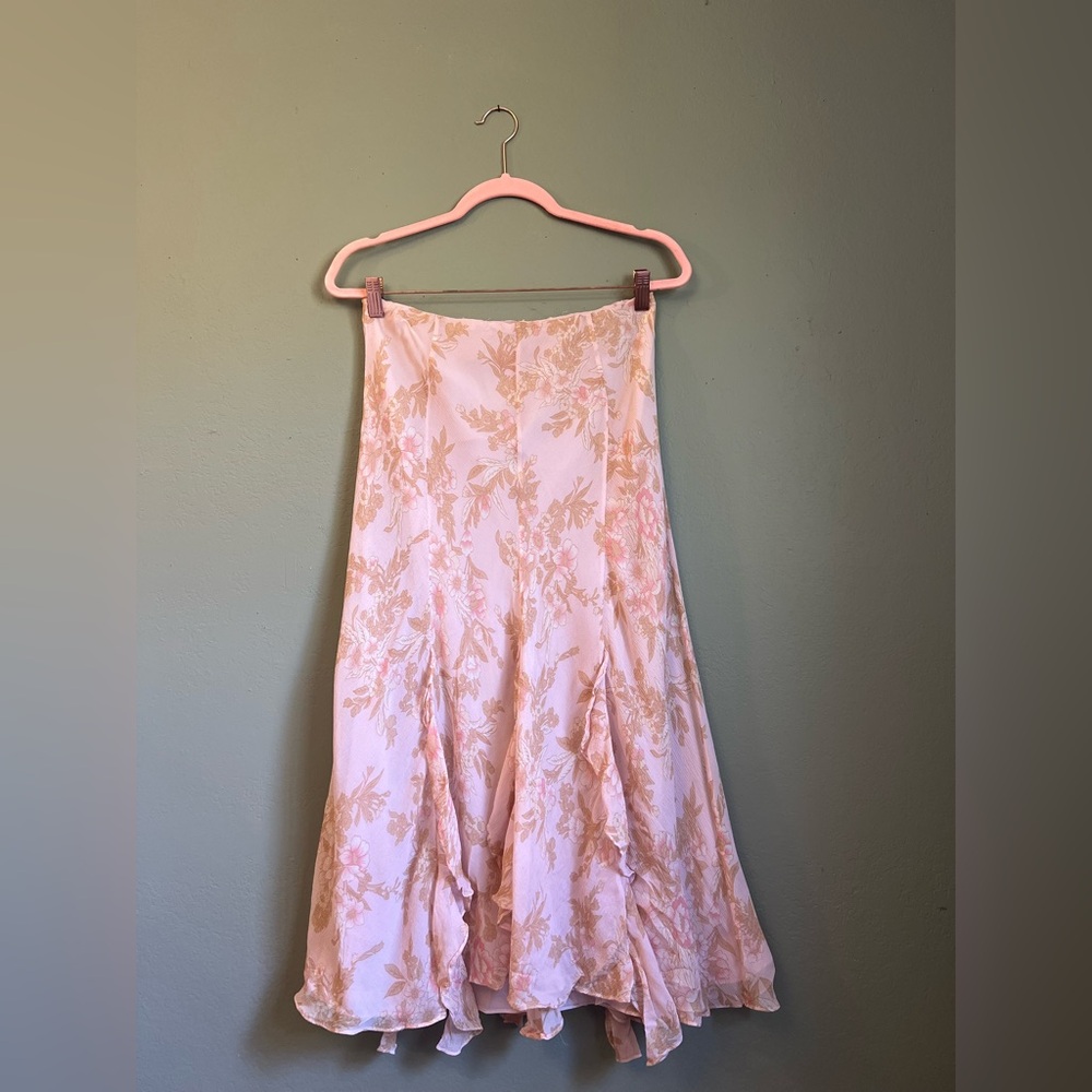 Oscar de la Renta Pink and Cream Floral Skirt